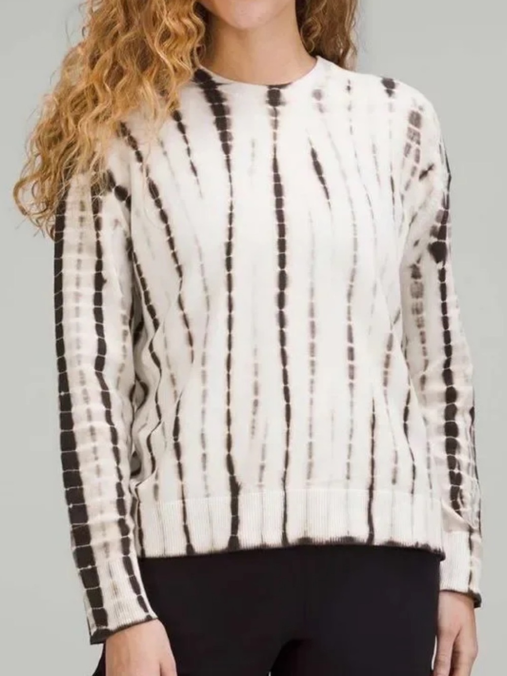 Lululemon Sz M / L Tie Dye Crewneck Sweater Brown Cream Casual Classic Fall Boho